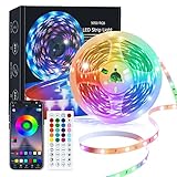 Lxyoug LED Strip 5M, RGB 5050 Bluetooth LED Streifen, Musik Sync, Farbwechsel Led Lichterkette mit Fernbedienung, Flexibel LED Band für Party, Zuhause, Schlafzimmer, TV