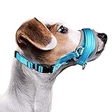 Nasjac Hund Maulkorb, Update Bequemer Verhindern Sie das Beißen Bellen Kauen Verhaltenstraining Einstellbare Soft Reflective Quick Fit Nylon Hundemundschutz für mittelgroße Hunde (Blau, S)