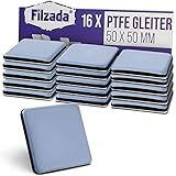 Filzada® 16x Teflongleiter Selbstklebend - 50 x 50 mm (eckig) - Profi Möbelgleiter/Teppichgleiter PTFE (Teflon)