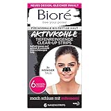 Bioré 6 Tiefenreinigende Aktivkohle Clear-Up-Strips - 1 X 6 Nasenstrips - Entfernen Mitesser und Unreinheiten - Für normale Bis fettige Haut -Dermatologisch Getestet