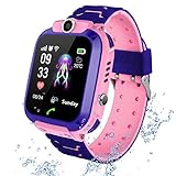 PTHTECHUS Kinder Smartwatch Telefon - Wasserdichtes Touchscreen Kinder Smartwatch, Anruf Voice Chat SOS Digitalkamera Wecker, Geschenk für Kinder Junge Mädchen Student (S12PINK)