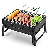 Uten Barbecue Tragbarer BBQ Kohle Smoker Grill für Outdoor Kochen Camping Wandern Picknick Backpacking, Schwarz