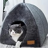 Obelunrp Katzenhöhle Nest Schlafbett, Katzenzwinger tragbares Katzenhausbett Dreieck Tiere Tierbetten für Katzenkatze Bett Iglu Katze Höhle Nest Schlafbett für Kätzchen Katze, Katzenbett Igluo