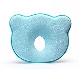 QYWSJ Babykissen Gegen Plattkopf, Babykissen Plagiozephalie aus Memory Foam, Anti Flachkopf Babykopfkissen für Neugeborene, Neck-Protector für Kinder Bett Schlafen Kinderwagen Autositz Geschenk-Blau