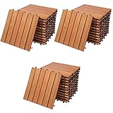 Casaria Holzfliesen FSC®-zertifiziertes Eukalyptusholz 3m² Fliese 30x30cm Klicksystem zuschneidbar Terrassenfliese Außen