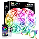 LED Strip 30M,LED Leuchten für Schlafzimmer, APP-Steuerung, Musiksynchronisation, Farbwechsel, ultralange RGB 5050 LED Streifen mit 44 Tasten, IR-Fernbedienung für Weihnachtsdekoration (2x15M)