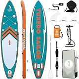 Tuxedo Sailor Aufblasbares Board für Kajak335*82 * 15cm Stand Up Paddel Board Set mit Paddel Board, 2-in-1 ADJ-Paddel,Hochdruckpumpe, Kajak Sitz, Hochdruckpumpe,Rucksack,wasserdichte