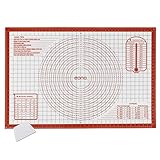 Amazon Brand - Eono Silikon Backunterlage Groß - 91,6x61cm, Antihaft Silikonmatte Backen/Backmatte, Rutschfeste Ausrollmatte/Teigmatte/Teigunterlage mit Messung Für Fondant Gebäck Pizza - Rot