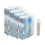 Amazon Basics Vakuumbeutel für Kleidung mit Luftdichtem Ventil und Handpumpe - 3 x Jumbo, 3 x Groß, 3 x Mittelgroß, 3 x Klein, 12er-Pack