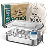 Edelstahl Brotdose Kinder mit Fächern - Klein 800ml - Lunchbox Auslaufsicher, Bento Box, Brotdosen mit Trennfächern, Brotbox, Brotzeitbox mit Unterteilung, Jausenbox, Vesperdose, Brotbüchse - LULEYA