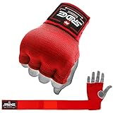 5RIDGE Gelhandschuhe für Boxen, gepolsterte Faustschutz, Bandagen unter den Handschuhen, lange Handgelenkstütze, ideal für MMA, Kickboxen, Kampfsporttraining (M, Rot)