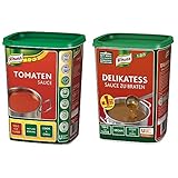 Knorr Tomatensauce (ideale Basis) 1er Pack (1 x 1 kg) & Delikatess Sauce zu Braten (pur als Bratensoße, Soßenbinder und zum Verfeinern), 1er Pack (1 x 1 kg)