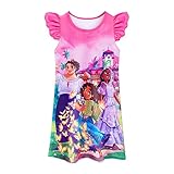 Aepotumn Isabella Nachthemd Mädchen Nachthemd Mirabel Pjs Prinzessin Pyjama Flatterärmel Nachthemd Nachtwäsche für Kinder 3-8 Y, 01 Rosa, 4-5 Jahre