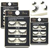 NEPAK 9 Paar Lange 3D Falsche Wimpern Natürliches-Professional Echthaarwimpern -Extension Synthetic Fiber Material Natürlicher runder Look Wiederverwendbar für Damen Make Up Fake Eyelashes