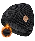 CAOZITOU Mütze Herren Damen Winter, Warme Wintermütze Thermo Fleece, Beanie Strickmütze Weiche Outdoor (Schwarz)