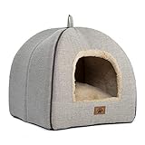 Katzenbett für Indoor-Katzen, Katzenhöhle, Katzenzelt mit abnehmbarem, waschbarem Kissen, weich und selbstwärmend, Katzennest, Haustierbett, windabweisend