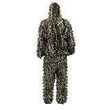 3D Ghillie Tarnanzug, Kinder Jungle Regenponcho Ghillie Suit Camouflagemit Tarnkleidung Geeignet zum Verstecken von Spielen, Outdoor, Jagen (Grün, S)