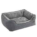 FEANDREA Hundebett, Hundekissen, Hundekorb, Bezug abnehmbar und waschbar, für kleine Hunde, 70 x 55 x 21 cm, grau PGW10GG