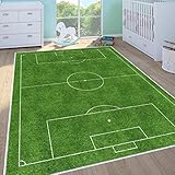 Jungen Kinderzimmer Fussball Teppich Fußballplatz Spielteppich Spiel Jugendzimmer Jungen Mädchen Dekor Familienspielbereich (140 x 200 cm, Football L)