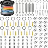 GZFTMKOBNS 50M Drahtseil Edelstahl,Stahlseil Kit, Stahlseil mit ösen,Stahlseil Ummantelt, M5 Spannschlösser für Kabeldraht, Spanndraht