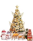 4FT beleuchteter PVC-Premium-Künstler-Weihnachtsbaum Tanne mit LED-Lichtern und Weihnachtsschmuck Faltbarer Metallständer 200 Zweigspitzen - 4 goldene Füße (120cm) (Golden 4Ft (120CM))