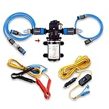 Camplux 12V Wasserpumpe 6L/min, Selbstansaugende Druckwasserpumpe, für Wohnwagen, Boot, Gas, heißes Wasser System, 4.5 Bar/65 PSI