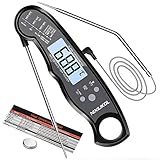 NIXIUKOL Digital Fleischthermometer Grillthermometer 2-in-1 Bratenthermometer mit 2 Edelstahlsonden, Sofortiges Auslesen, LCD Display, Magnet, Küchen Thermometer für Grill BBQ Braten Ofen