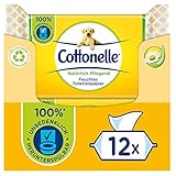 Cottonelle Feuchtes Toilettenpapier, Natürlich Pflegend - Kamille & Aloe Vera, Biologisch Abbaubar, Plastikfrei, Wiederverschließbar, Vorteilspack, 12 x 42 Feuchttücher