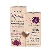 Geschenke für Mama von Tochter, Geburtstagsgeschenk für Mama, Personalisierte Geschenkkerzenhalter für Mama, Muttertagsgeschenke für Mama, Erntedankfest Weihnachts Geschenk Mutter(Herz-Kerzenhalter)