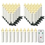 HENGMEI 50er LED Kerzen Weihnachtskerzen kabellos mit Fernbedienung Christbaumkerzen Christbaumbeleuchtung Warmweiß Flammenlose Weihnachtsbeleuchtung für Weihnachtsbaum, Hochzeit, Partys