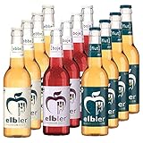 Elbler Cider, Mix 12-er Pack: 4 x Ebbe 2.5% Vol, 4 x Boje 4.0% Vol, 4 x Flut 5.0% Vol, 0,33 l, inkl. 0,96€ Pfand, Äpfel & Brombeeren, Vegan, Handgemachter Cider, 100% Bio-Obst, Kalorienarm