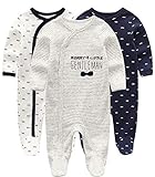 Kiddiezoom Baby-Jungen Mädchen Schlafstrampler, 3er Pack,0-3 Monate