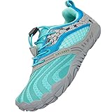 SAGUARO Kinder Barfußschuhe Mädchen Traillaufschuhe Jungen Trainingsschuhe Zehenschuhe Atmungsaktiv rutschfest Walkingschuhe Laufschuhe Schnell Trocknend Badeschuhe, Blau 32