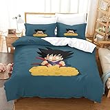 Dragon Ball Tröster Startseite Satz, Kinder Bettwäsche Satz Mikrofaser Bettbezug Für Jugend Schlafzimmer Dekor 3 Teilig Sets Double（200x200cm）