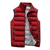 Winterweste Herren Jacke Outdoor Isolierte Leichte Weste Sport Daunenjacke ärmellos Puffer Weste mit Tasche Steppweste Stehkragen Sweatshirt Warm Vest Wintermantel Sportweste Bluse fur Herren