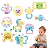 Bestlle Baby-Rassel-Spielzeug-Set, Säuglings-Beißring-Schüttel-Spielzeug, Instrument Shaker Sensorische Gehirnentwicklung Neugeborenes Geburtsgeschenk für Jungen Mädchen