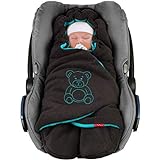 ByBoom Baby Winter-Einschlagdecke'Das Original mit dem Bären', Universal für Babyschale, Autositz, z.B. für Maxi-Cosi, Römer, für Kinderwagen, Buggy oder Babybett