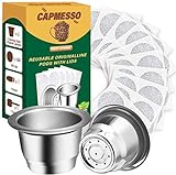 CAPMESSO Wiederverwendbare Espresso kapseln Nachfüllbare Kaffeekapseln Edelstahl Kaffeepad Kompatibel mit OriginalLine Brewer (2 Pods+100 Deckel)