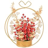 Warmhm 2023 Chinesische Neujahrsdekoration Feng Shui Eisenkunst Rote Beere Baum Bonsai Statue Chinesischen Glücksbaum Figur Tischdeko für Hochzeit Weihnachten Reichtum Glück Zuhause Ornament