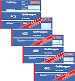 Herlitz Quittungsblock 402, selbstdurchschreibend, A6 quer, 2 x 40 Blatt (4 Stück)