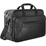 Mancro Aktentasche Herren Damen, 17 Zoll Business Laptoptasche Groß, wasserdichte Umhängetasche Messenger Bag,erweiterbare multifunktionale Computertasche für 17 Zoll Laptop Tablet Notebook,Schwarz