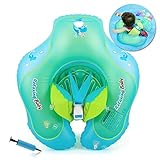 HONGCI Baby Schwimmring Baby Float Schwimmreifen mit Pumpe, Baby Schwimmen Ring Baby Schwimmhilfe Kinder Schwimmring Aufblasbarer Einstellbare Life Boje Schwimmtrainer für Baby (6 - 36 Monaten,L)