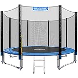 Monzana Trampolin Ø 305 cm TÜV SÜD GS Zertifiziert Komplettset inkl. Sicherheitsnetz, Leiter, Randabdeckung & Zubehör - Kindertrampolin Gartentrampolin