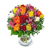 Blumenstrauß Farbtraum, Bunter Blumenstrauß mit Rosen, Inkalilien und Statice, 7-Tage-Frischegarantie, Qualität vom Floristen, perfekte Geschenkidee, versandkostenfrei bestellen