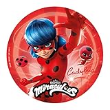 Dekora - Kinder Miraculous Tortenaufleger | Essbare Ladybug Tortendeko Fondant Zuckerfrei | 15,5 cm Durchmesser