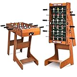 GOPLUS Klappbares Tischfußball, Tischkicker mit 18 Spielfiguren und 2 Fußbälle, Kickertisch mit nahtlos hochgezogenen Spieldecken, für Kinder und Erwachsene, Holzoptik