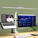 LED Schreibtischlampe klemmbar 24W Schreibtischleuchte mit biegbarem Schwanenhals Augenschutz Monitor Lampe mit 5 Farbtemperaturen und 5 Helligkeiten dimmbar für Home Office