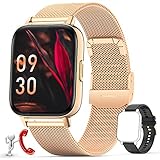 Smartwatch Damen, 1.69 Zoll Touchscreen Armbanduhr mit Bluetooth Anruffunktion, IP67 Wasserdicht Fitness Tracker mit Schlafmonitor Pulsuhr Blutdruck, Schrittzähler Sportuhr für Android iOS