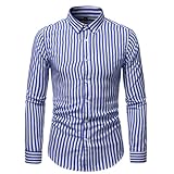 Herrenhemden Langarm Gestreiftes Freizeithemd Button Down Regular Fit Hemd für Herren Gestreiftes Hemd Button Down Regular Fit Oberteile Solid Twill Classic Fit Hemd Business Slim Fit Businesshemd