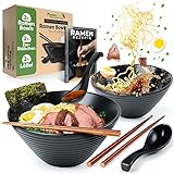 PandaBaw® Ramen Schüssel Set [KERAMIK] - 2x Premium Ramen Bowl Schüssel - Japanische Ramen Bowl Set - Schüssel Ramen Set - Traditionell Japanisches Geschirr Set, Asiatisches Geschirr Set [+REZEPTE]